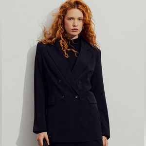 H&M Black Double Breasted Jacket